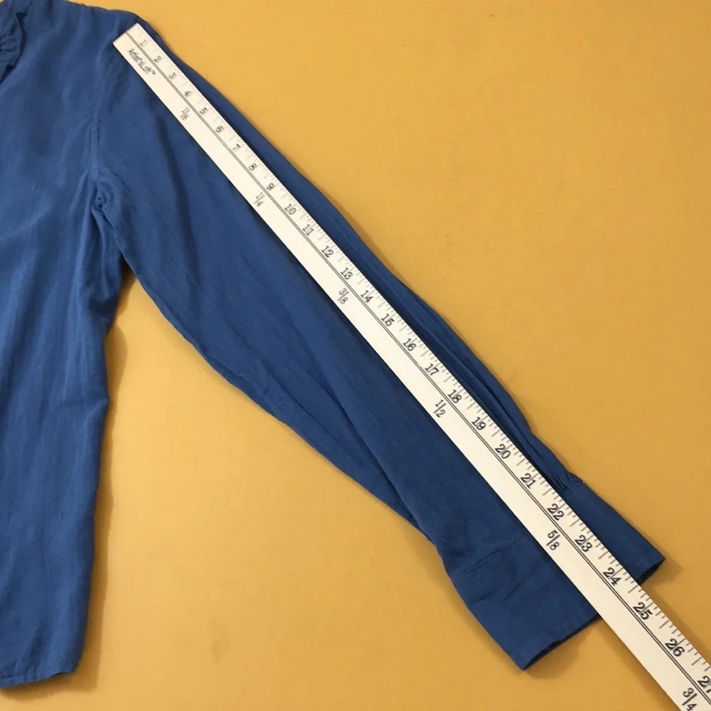 Lauren Jeans Co Blue Ruffle‎ Button Front Shirt - Picture 9 of 9
